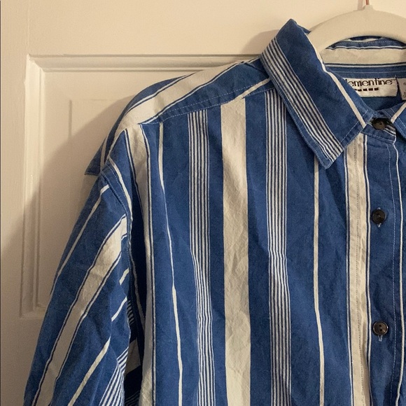Blue and White Striped Button Down Shirt - Picture 3 of 7